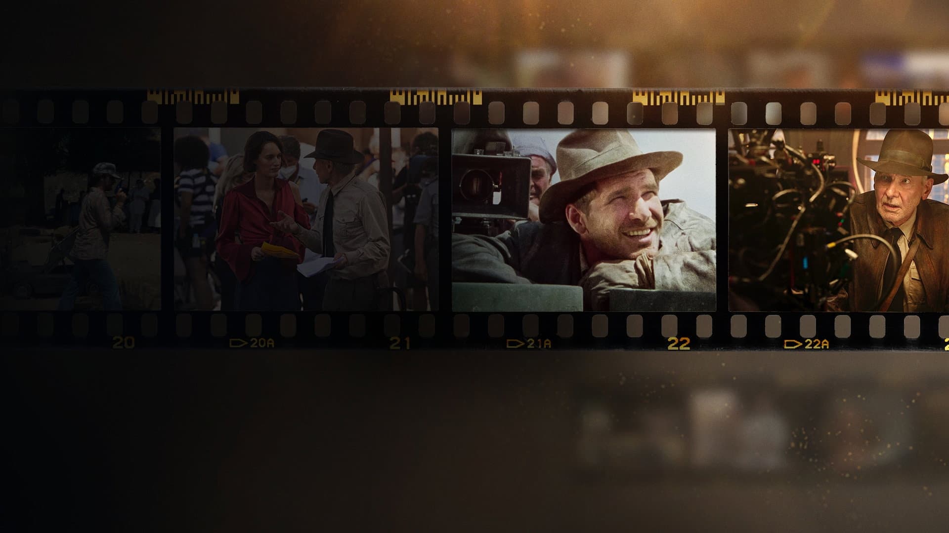 Timeless Heroes: Indiana Jones and Harrison Ford backdrop